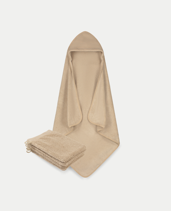 Baby-Badeponcho & Waschhandschuhe Latte Baby-Badeponcho & Waschhandschuhe Latte