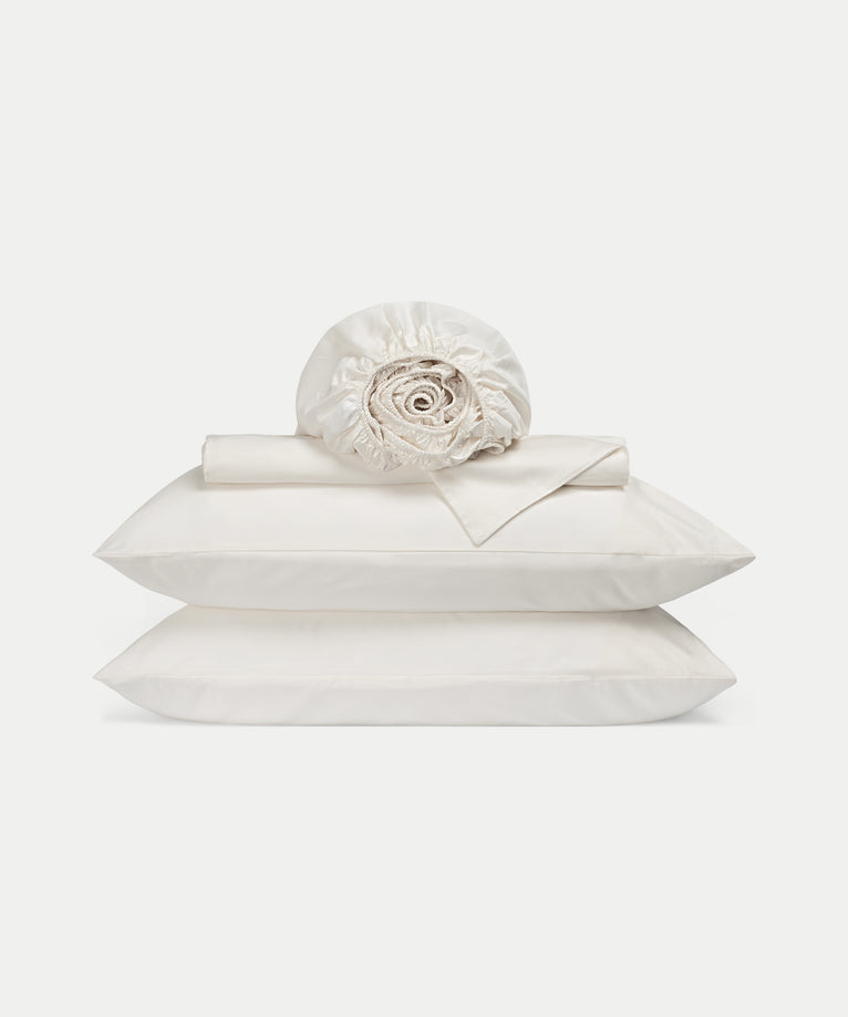 Bettbezug-Set & Spannbettlaken ägyptische Baumwolle Satin | Cream