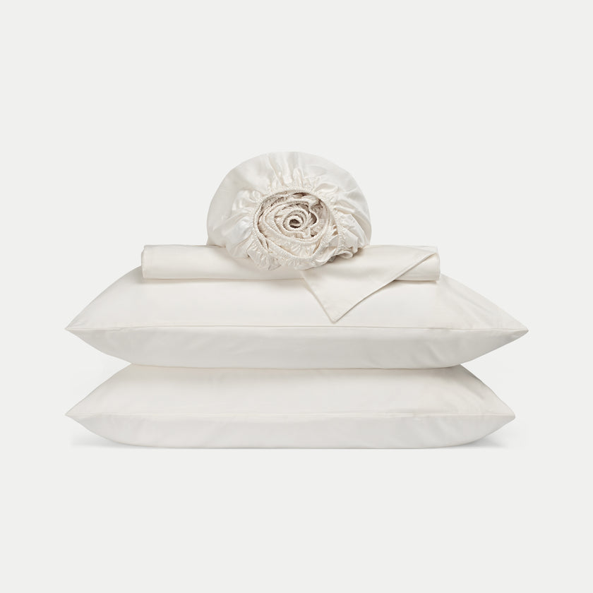 Bettbezug-Set & Spannbettlaken ägyptische Baumwolle Satin | Cream