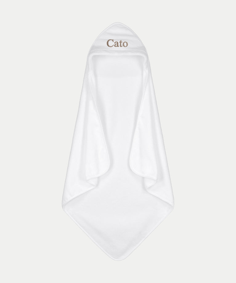 Baby-Badeponcho Zero-Twist-Baumwolle mit Bestickung | Weiß