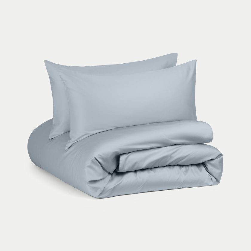 Bettbezug-Set ägyptische Baumwolle Satin 400TC | Misty Blue