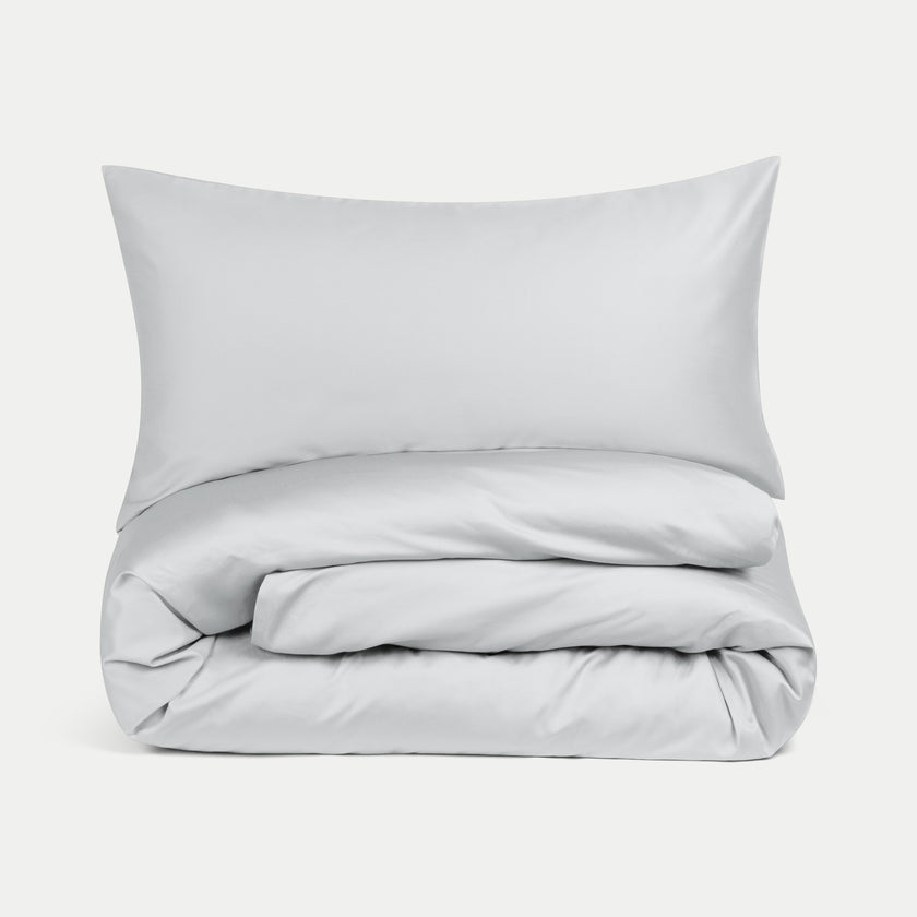 Kinderbettbezug ägyptische Baumwolle Perkal 400TC Silver Grey - Petit Hôtel