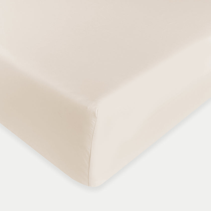 Spannbettlaken ägyptische Baumwolle Perkal 400TC | Chalk White