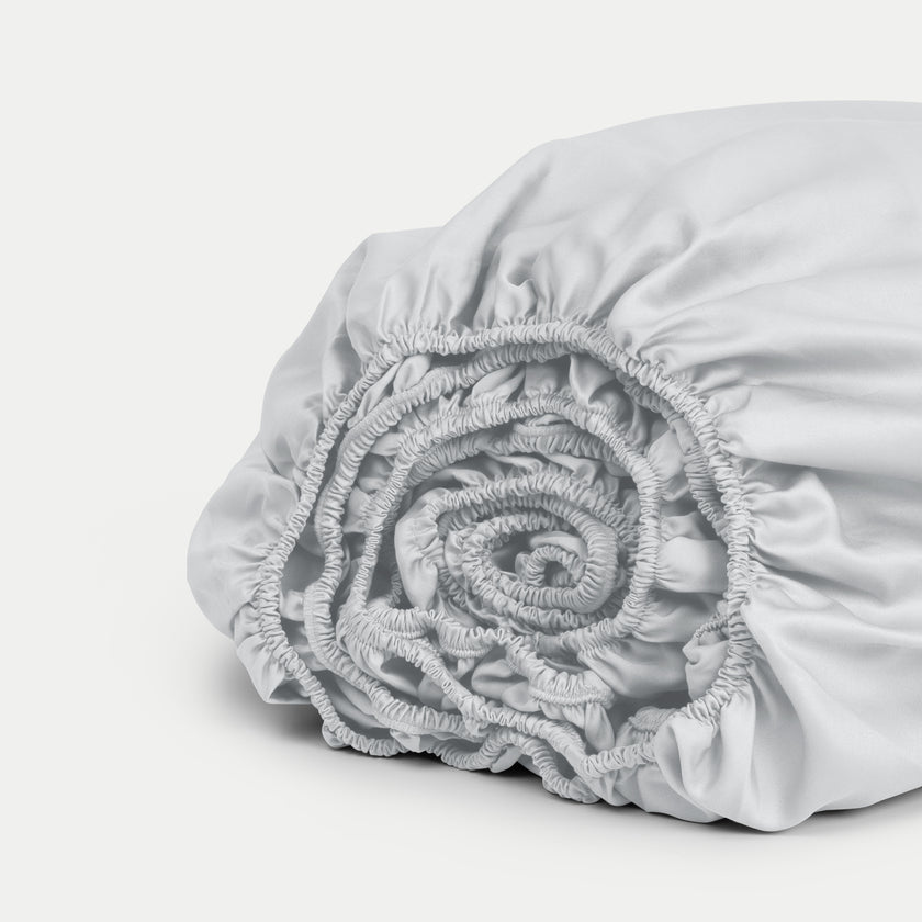 Spannbettlaken ägyptische Baumwolle Satin 400TC | Silbergrau