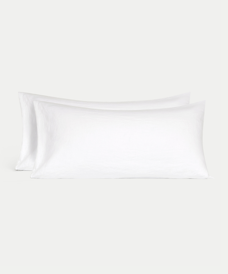 Set von 2 Kissenbezügen 100% gewaschenes Leinen | Weiß