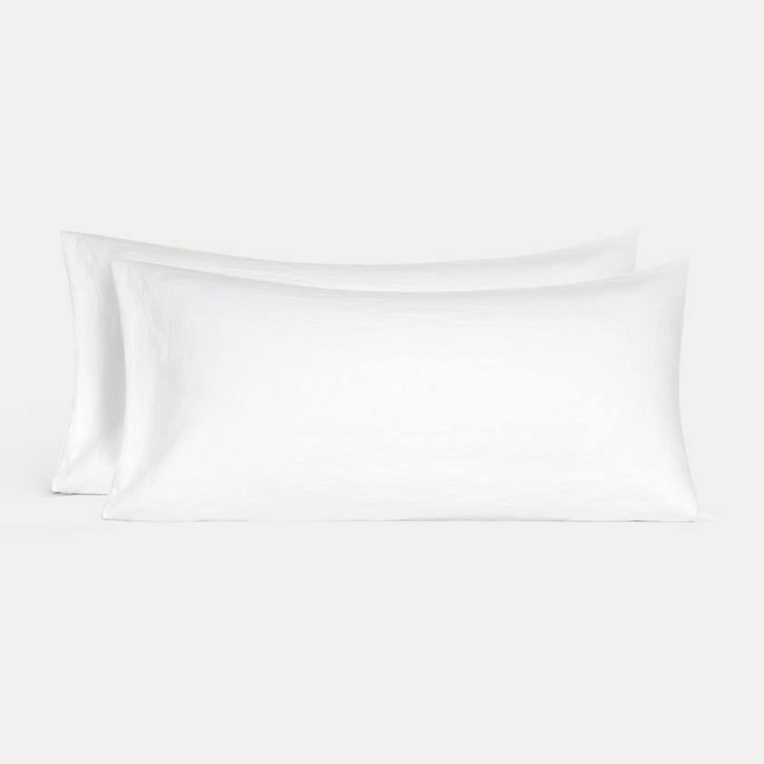 Set von 2 Kissenbezügen 100% gewaschenes Leinen | Weiß