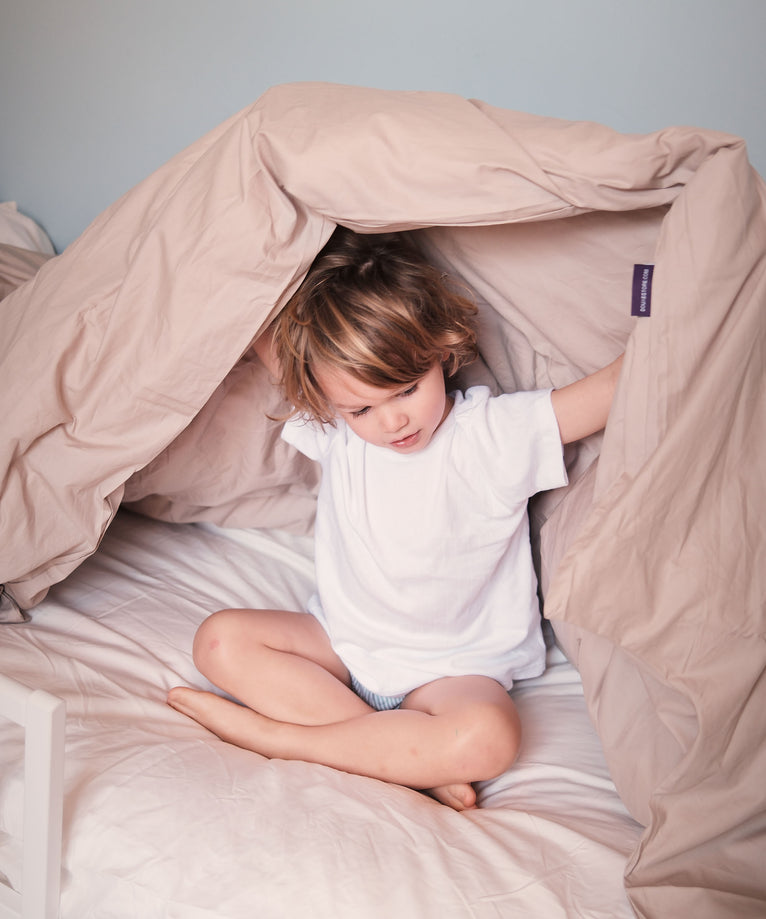 Kinderbettbezug ägyptische Baumwolle Perkal 400TC Latte - Petit Hôtel