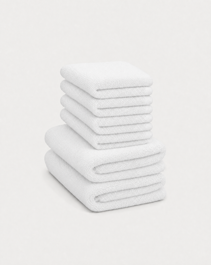 Gästehandtuch Zero-Twist-Baumwolle 30x30 cm (4 Stk.) + 40x60 cm (2 Stk.) | Weiß