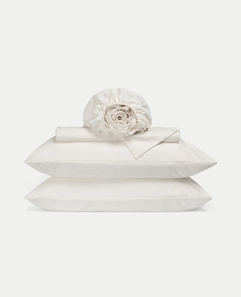 Bettbezug-Set & Spannbettlaken ägyptische Baumwolle Satin | Cream
