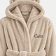 Kinderbademantel Zero-Twist-Baumwolle mit Bestickung | Latte