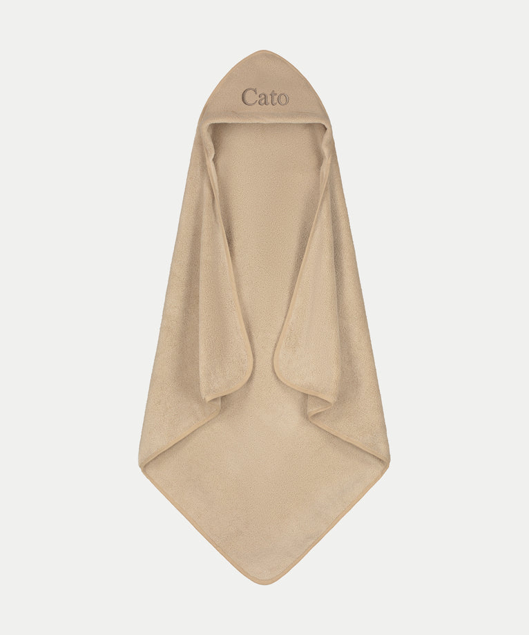 Baby-Badeponcho Zero-Twist-Baumwolle mit Bestickung | Latte