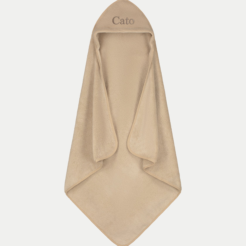 Baby-Badeponcho Zero-Twist-Baumwolle mit Bestickung | Latte