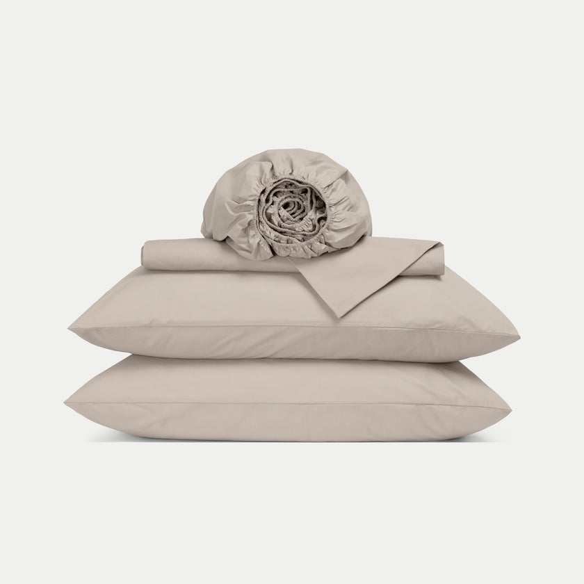 Bettbezug-Set & Spannbettlaken Perkal Latte