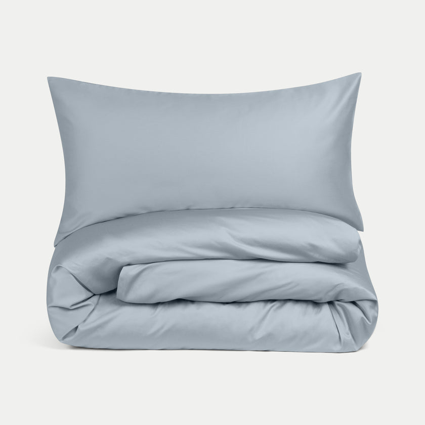 Bettbezug-Set ägyptische Baumwolle Satin 400TC | Misty Blue