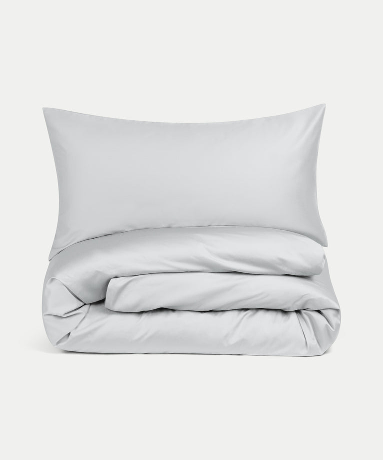 Kinderbettbezug ägyptische Baumwolle Perkal 400TC Silver Grey - Petit Hôtel