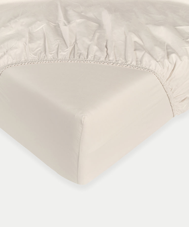 Spannbettlaken ägyptische Baumwolle Perkal 400TC | Chalk White