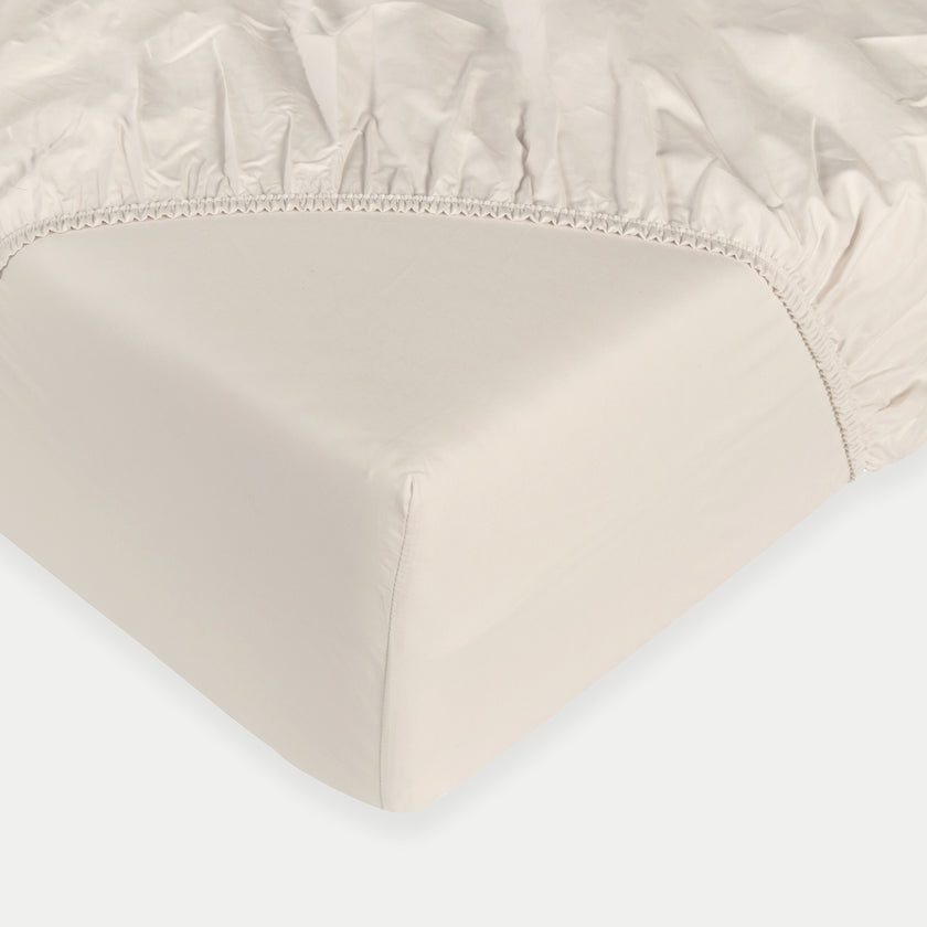 Spannbettlaken ägyptische Baumwolle Perkal 400TC | Chalk White