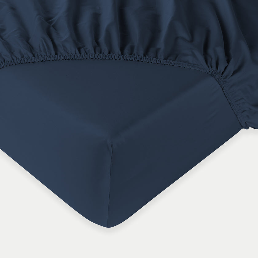 Spannbettlaken ägyptische Baumwolle Satin 400TC | Harbour Blue