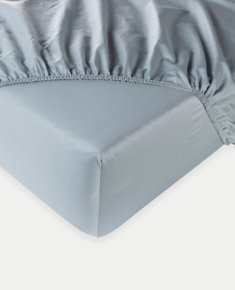 Spannbettlaken ägyptische Baumwolle Satin 400TC | Misty Blue