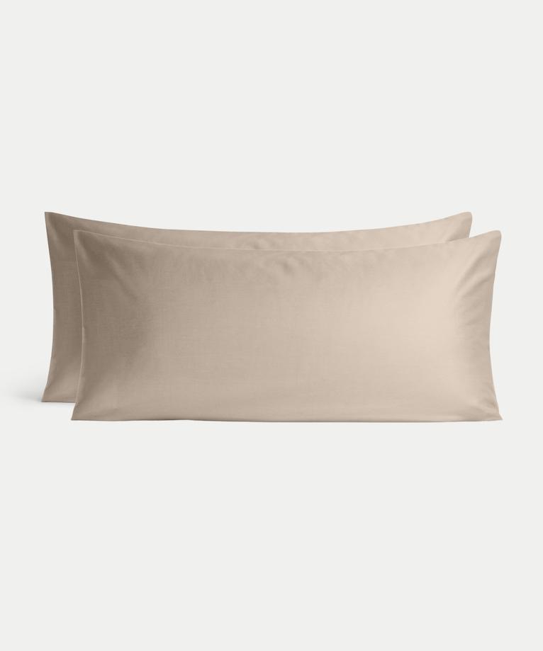 Set von 2 Kissenbezügen ägyptische Baumwolle 400TC Satin | Champagner