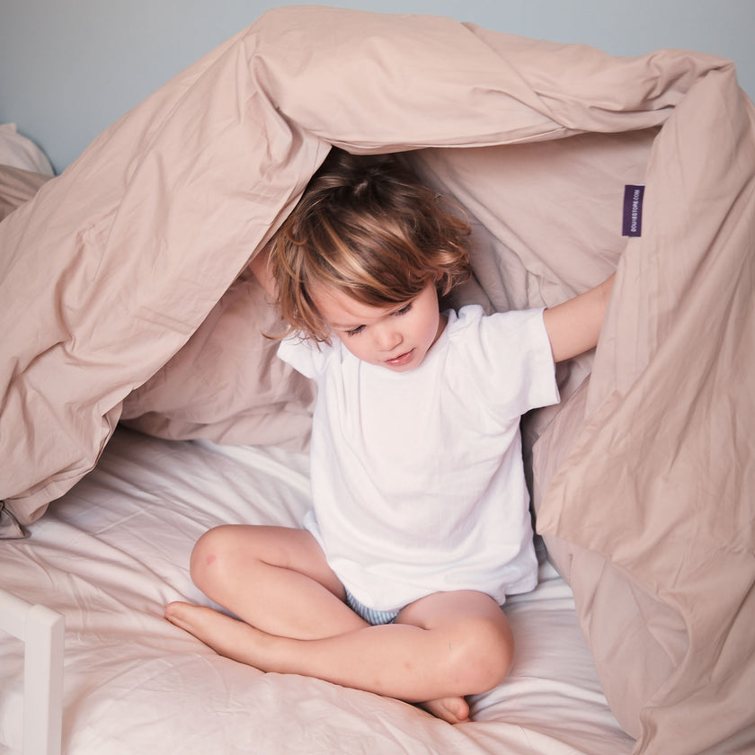 Kinderbettbezug ägyptische Baumwolle Perkal 400TC Latte - Petit Hôtel