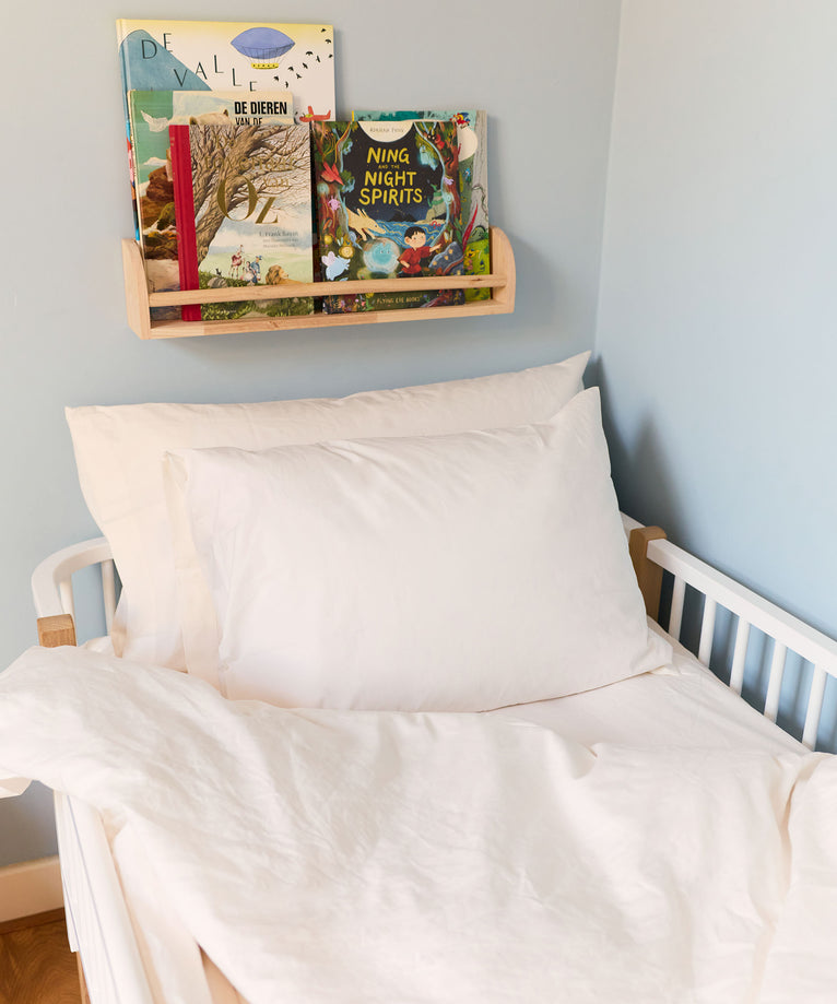 Kinderbettbezug ägyptische Baumwolle Perkal 400TC Chalk White - Petit Hôtel