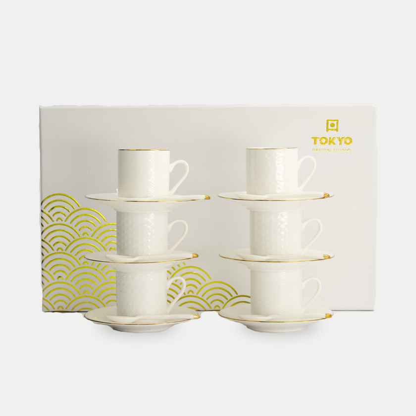 18-teiliges Tokyo Design Studio Espressoset – Nippon White Gold Rim
