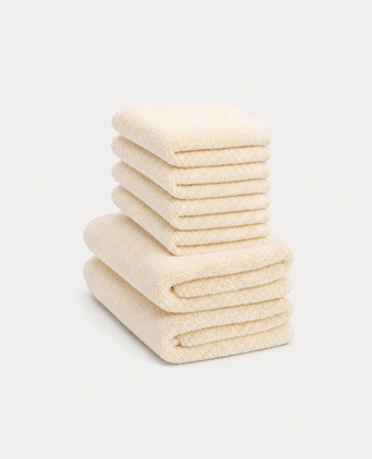 Gästehandtuch Zero-Twist-Baumwolle 30x30 cm (4 Stk.) + 40x60 cm (2 Stk.) | Cream