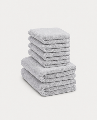 Gästehandtuch Zero-Twist-Baumwolle 30x30 cm (4 Stk.) + 40x60 cm (2 Stk.) | Silbergrau