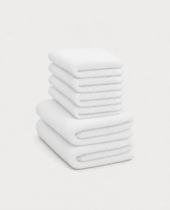 Gästehandtuch Zero-Twist-Baumwolle 30x30 cm (4 Stk.) + 40x60 cm (2 Stk.) | Weiß