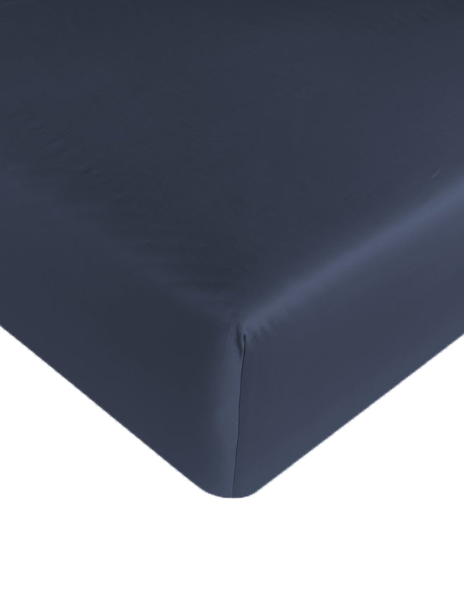Spannbettlaken ägyptische Baumwolle Satin 400TC | Harbour Blue